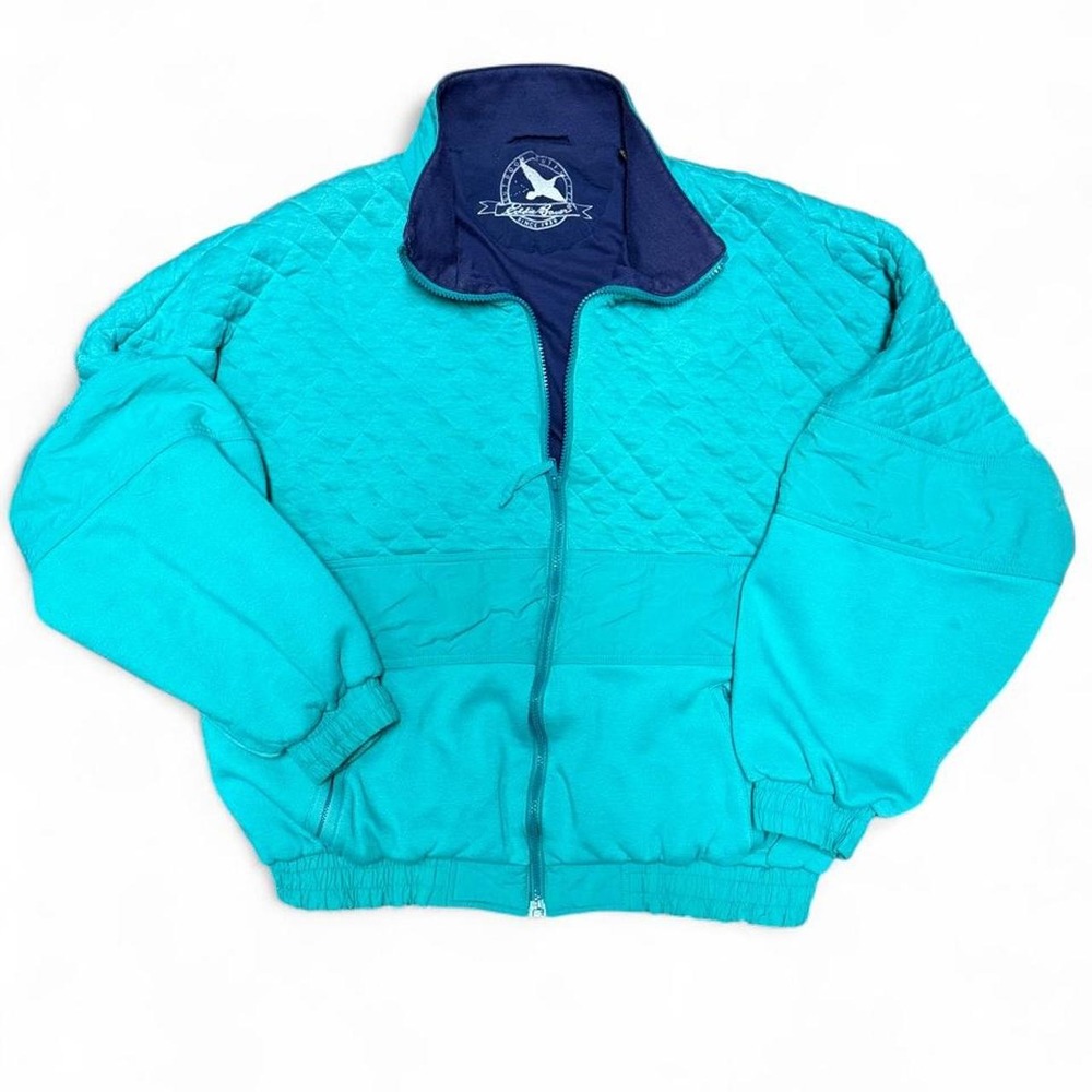 Vintage Teal Eddie Bauer Quilted Diamond Pattern Jacket XL